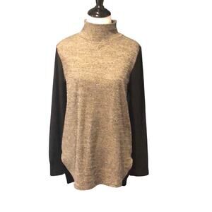 LOFT Top Sheer Back Mock Neck